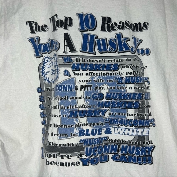Vintage UConn Huskies T-shirt 10 Reasons You’re a Husky - Picture 2 of 10